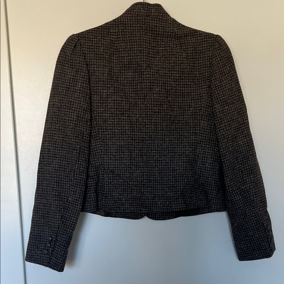 Vintage Cropped Brown Checkered Tweed Jacket - Picture 4 of 10